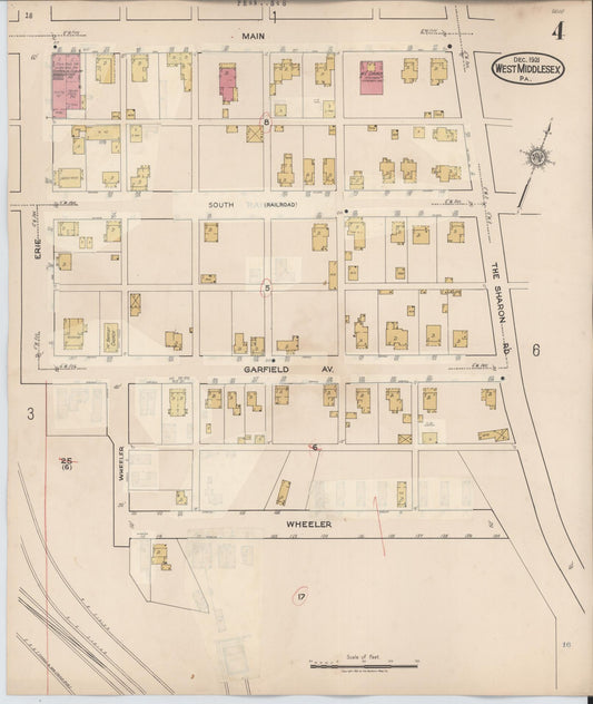 Sanborn Fire Insurance Map from West Middlesex, Mercer County, Pennsylvania (1937), Sheet #0004 - Historic Sanborn Fire Insurance Map Print, vintage old map wall art, antique decor, genealogy gift, Pennsylvania Pennsylvania map