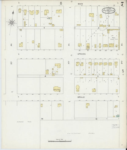 Sanborn Fire Insurance Map from Purcell, McClain County, Oklahoma (1896), Sheet #0007 - Complete Map Set gallery image, historic Sanborn map, vintage wall art, Oklahoma Oklahoma