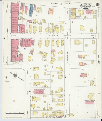 Sanborn Fire Insurance Map from Painesville, Lake County, Ohio (1911), Sheet #0010 - Historic Sanborn Fire Insurance Map Print, vintage old map wall art, antique decor, genealogy gift, Ohio Ohio map