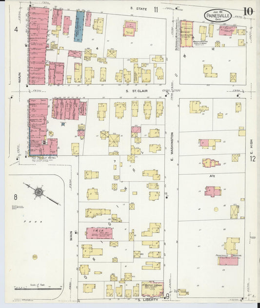 Sanborn Fire Insurance Map from Painesville, Lake County, Ohio (1911), Sheet #0010 - Historic Sanborn Fire Insurance Map Print, vintage old map wall art, antique decor, genealogy gift, Ohio Ohio map