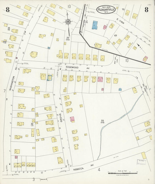 Sanborn Fire Insurance Map from Pleasantville, Westchester County, New York (1924), Sheet #0008 - Historic Sanborn Fire Insurance Map Print, vintage old map wall art, antique decor, genealogy gift, New York New York map