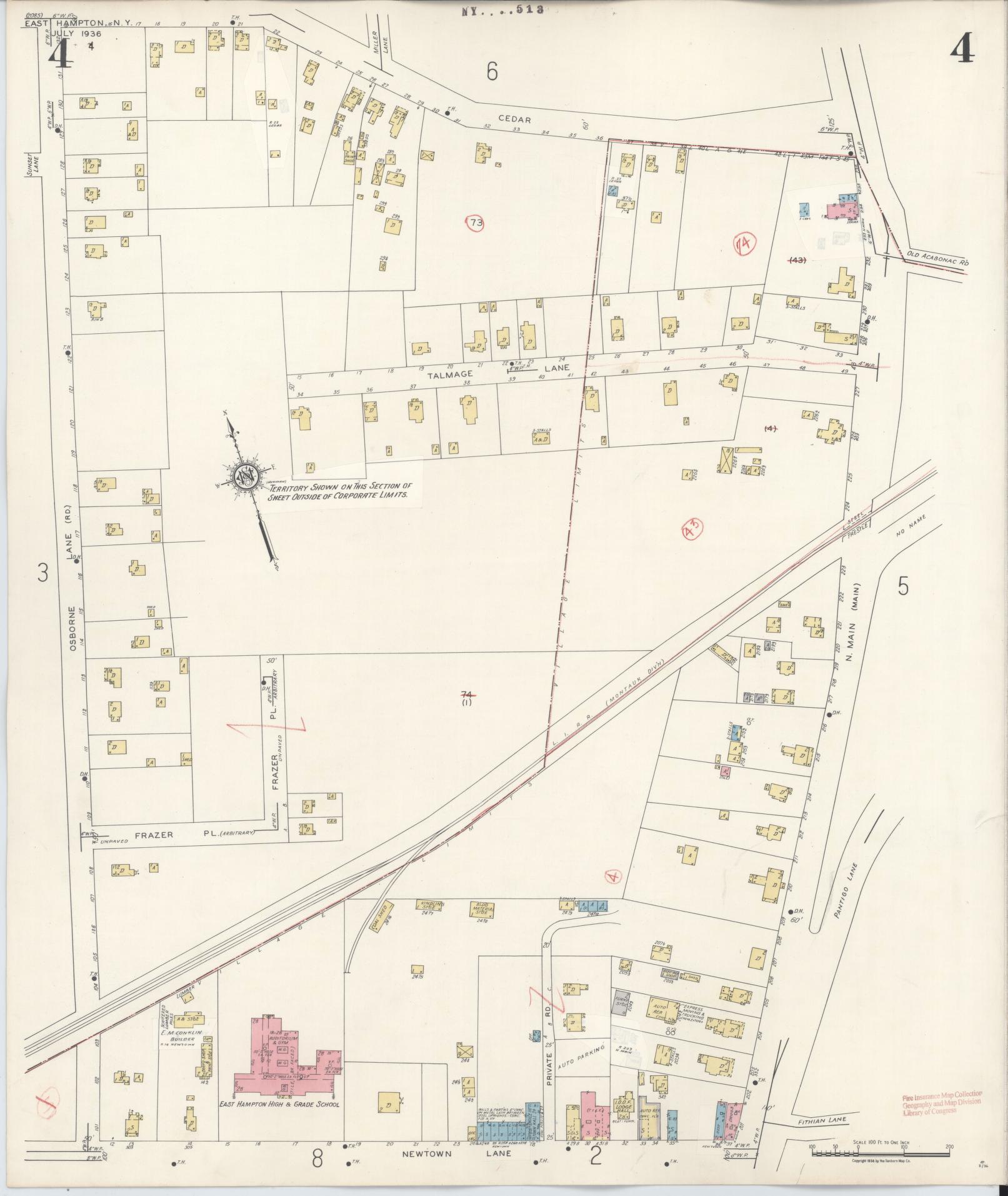 Sanborn Fire Insurance Map from Easthampton, Suffolk County, New York (1943), Sheet #0004 - Complete Map Set gallery image, historic Sanborn map, vintage wall art, New York New York