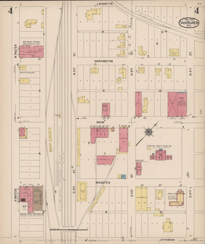 Sanborn Fire Insurance Map from Van Buren, Crawford County, Arkansas (1922), Sheet #0004 - Complete Map Set gallery image, historic Sanborn map, vintage wall art, Arkansas Arkansas