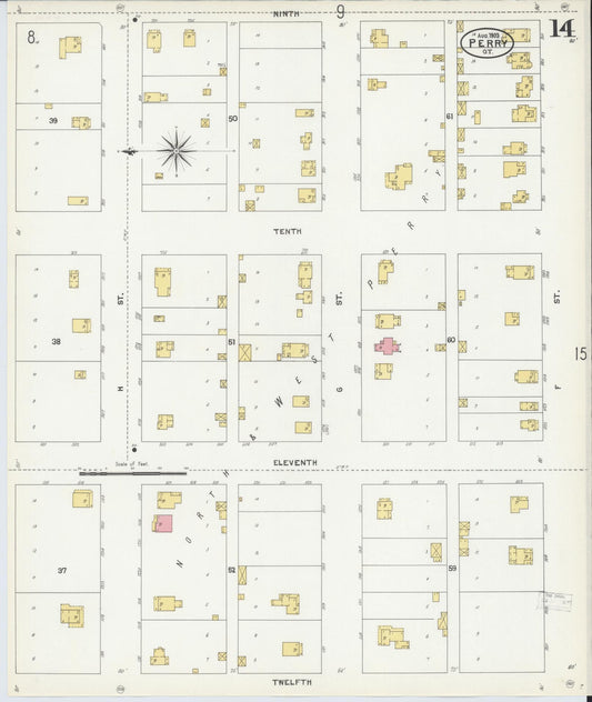 Sanborn Fire Insurance Map from Perry, Noble County, Oklahoma (1903), Sheet #0014 - Historic Sanborn Fire Insurance Map Print, vintage old map wall art, antique decor, genealogy gift, Oklahoma Oklahoma map