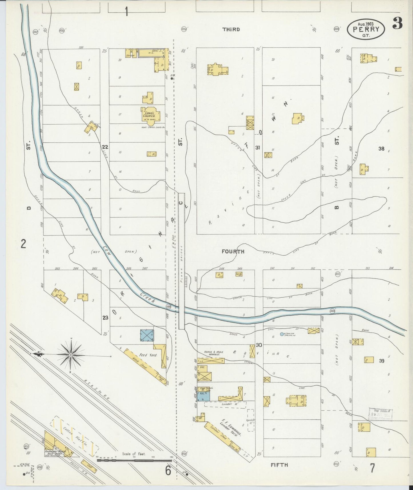 Sanborn Fire Insurance Map from Perry, Noble County, Oklahoma (1903), Sheet #0003 - Complete Map Set gallery image, historic Sanborn map, vintage wall art, Oklahoma Oklahoma