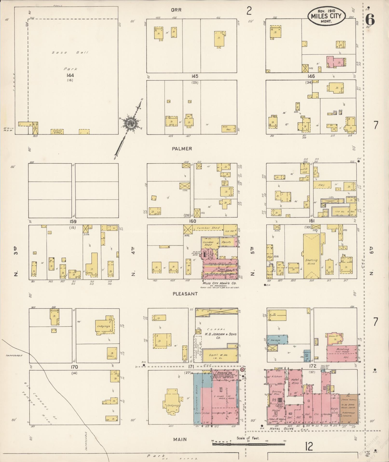 Sanborn Fire Insurance Map from Miles City, Custer County, Montana (1910), Sheet #0006 - Complete Map Set gallery image, historic Sanborn map, vintage wall art, Montana Montana