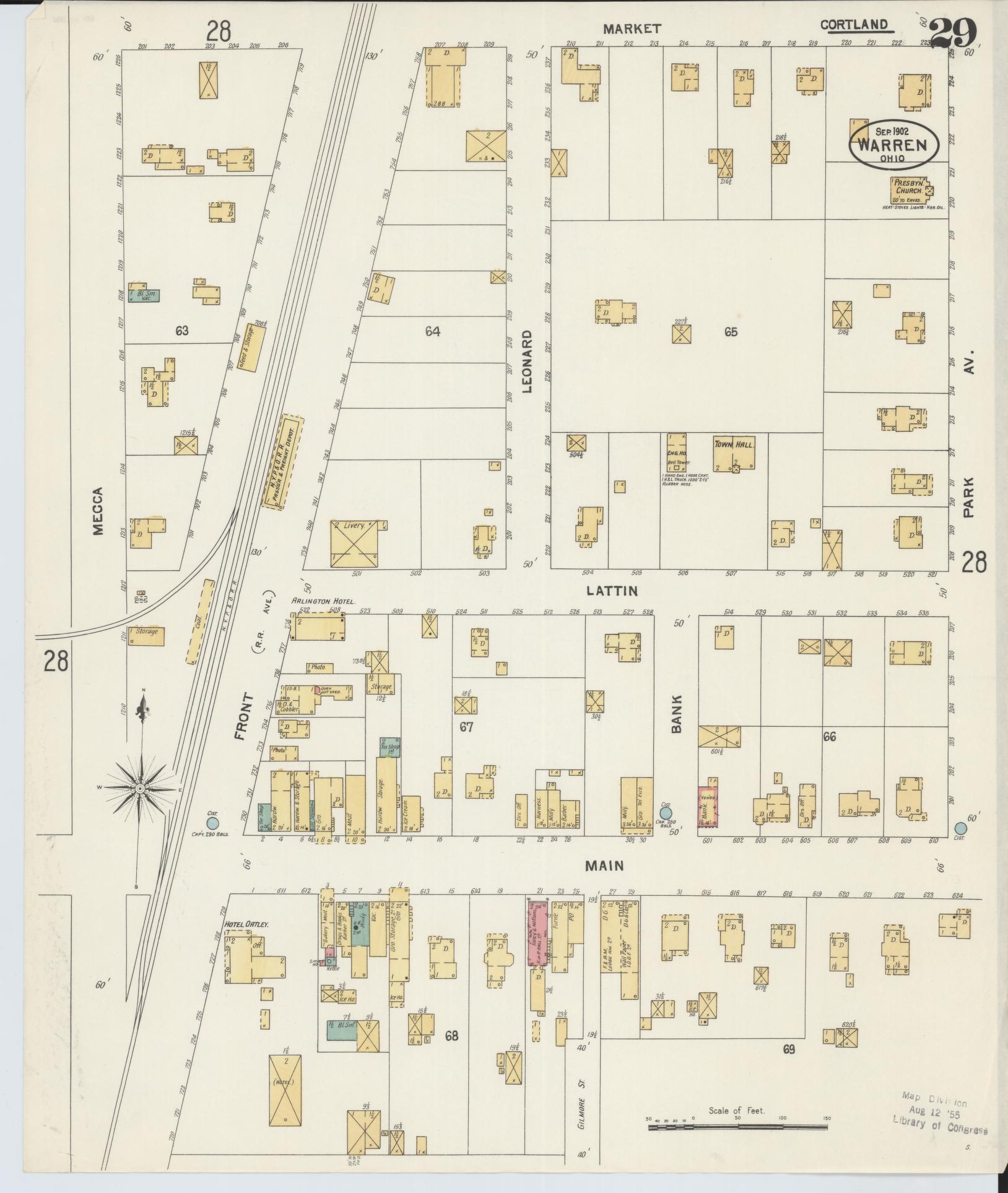 Sanborn Fire Insurance Map from Warren, Trumbull County, Ohio (1902), Sheet #0029 - Historic Sanborn Fire Insurance Map Print, vintage old map wall art, antique decor, genealogy gift, Ohio Ohio map