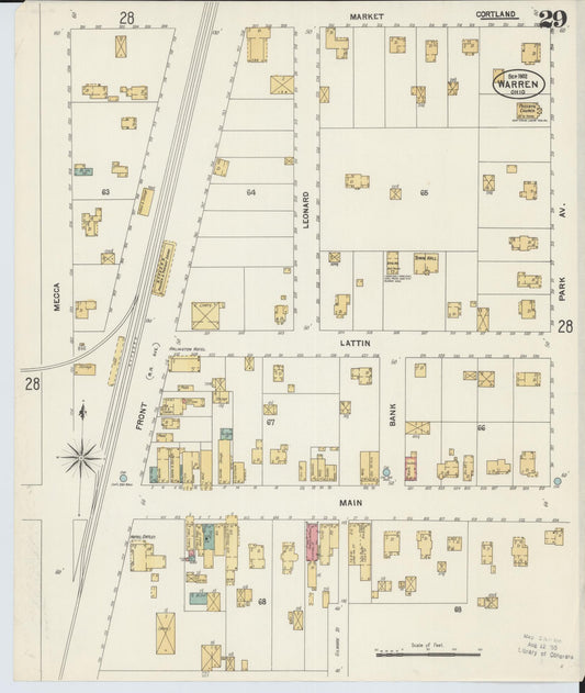 Sanborn Fire Insurance Map from Warren, Trumbull County, Ohio (1902), Sheet #0029 - Historic Sanborn Fire Insurance Map Print, vintage old map wall art, antique decor, genealogy gift, Ohio Ohio map