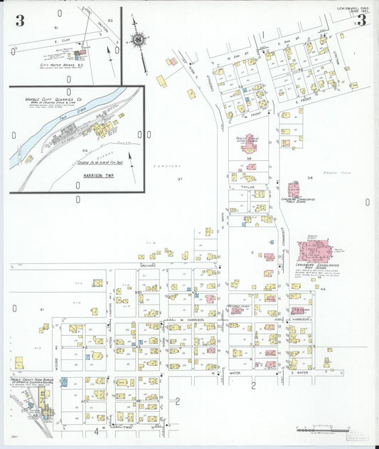 Sanborn Fire Insurance Map from Lewisburg, Preble County, Ohio (1951), Sheet #0003 - Historic Sanborn Fire Insurance Map Print, vintage old map wall art, antique decor, genealogy gift, Ohio Ohio map