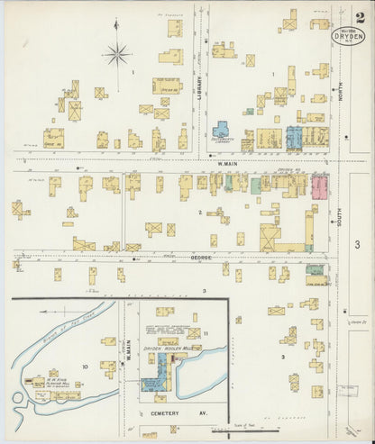 Sanborn Fire Insurance Map from Dryden, Tompkins County, New York (1904), Sheet #0002 - Complete Map Set gallery image, historic Sanborn map, vintage wall art, New York New York