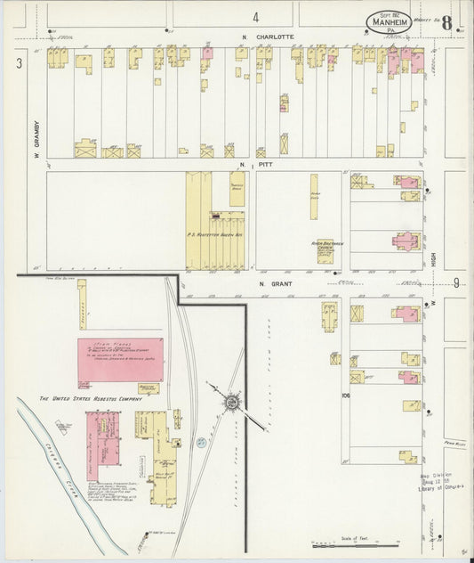 Sanborn Fire Insurance Map from Manheim, Lancaster County, Pennsylvania (1912), Sheet #0008 - Historic Sanborn Fire Insurance Map Print, vintage old map wall art, antique decor, genealogy gift, Pennsylvania Pennsylvania map