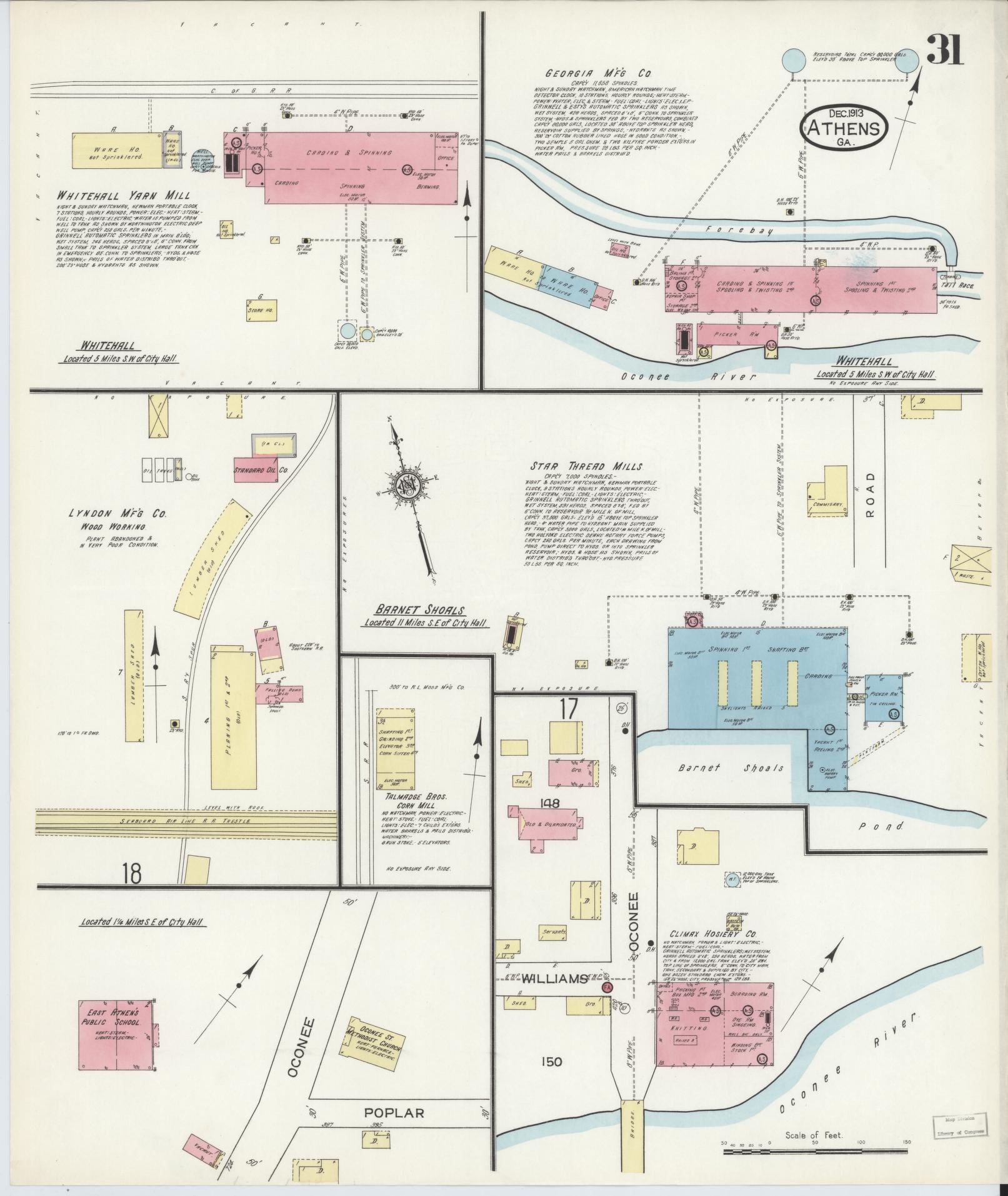 Sanborn Fire Insurance Map from Athens, Clarke County, Georgia (1913), Sheet #0031 - Complete Map Set gallery image, historic Sanborn map, vintage wall art, Georgia Georgia