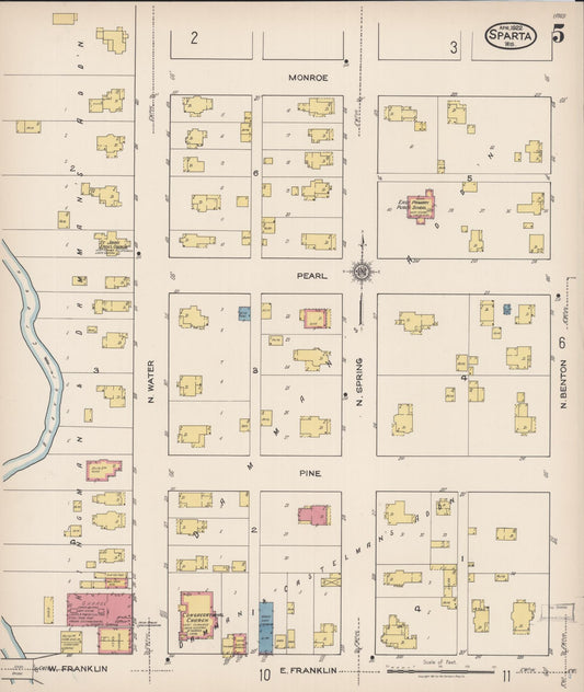 Sanborn Fire Insurance Map from Sparta, Monroe County, Wisconsin (1922), Sheet #0005 - Historic Sanborn Fire Insurance Map Print, vintage old map wall art, antique decor, genealogy gift, Wisconsin Wisconsin map