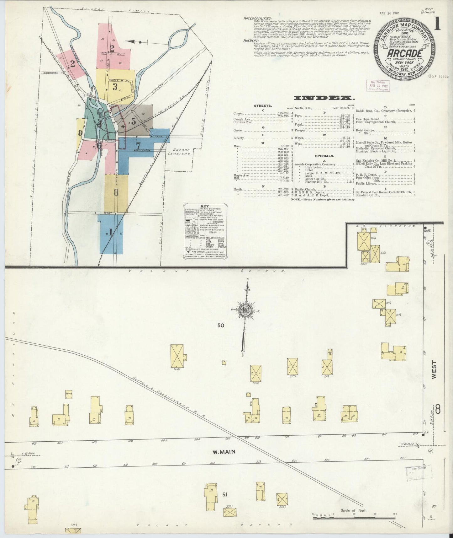 Sanborn Fire Insurance Map from Arcade, Wyoming County, New York. (1912) – Historic Sanborn Fire Insurance Map Print