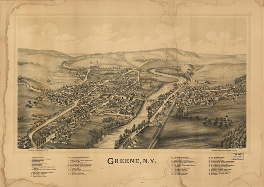 Greene, N.Y. (1890) – Historic Bird’s-Eye View Panorama Print