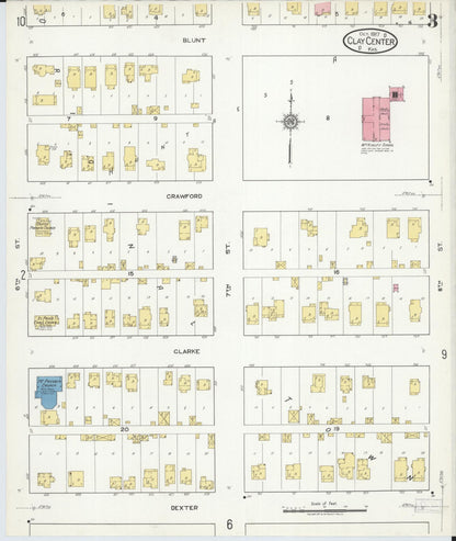 Sanborn Fire Insurance Map from Clay Center, Clay County, Kansas (1917), Sheet #0003 - Complete Map Set gallery image, historic Sanborn map, vintage wall art, Kansas Kansas