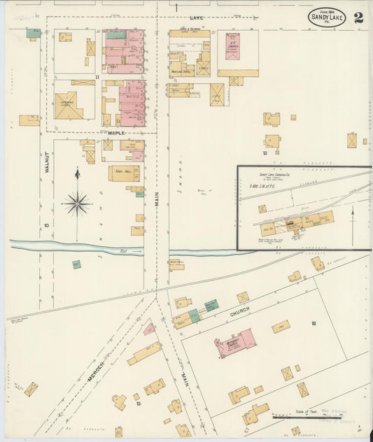 Sanborn Fire Insurance Map from Sandy Lake, Mercer County, Pennsylvania (1904), Sheet #0002 - Historic Sanborn Fire Insurance Map Print, vintage old map wall art, antique decor, genealogy gift, Pennsylvania Pennsylvania map
