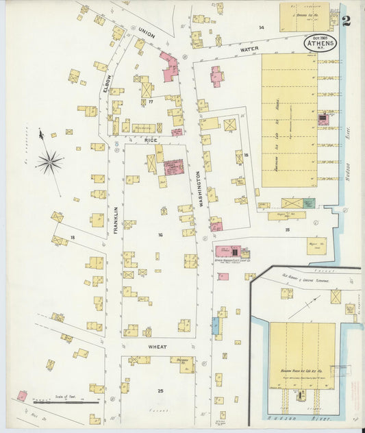 Sanborn Fire Insurance Map from Athens, Greene County, New York (1905), Sheet #0002 - Historic Sanborn Fire Insurance Map Print, vintage old map wall art, antique decor, genealogy gift, New York New York map