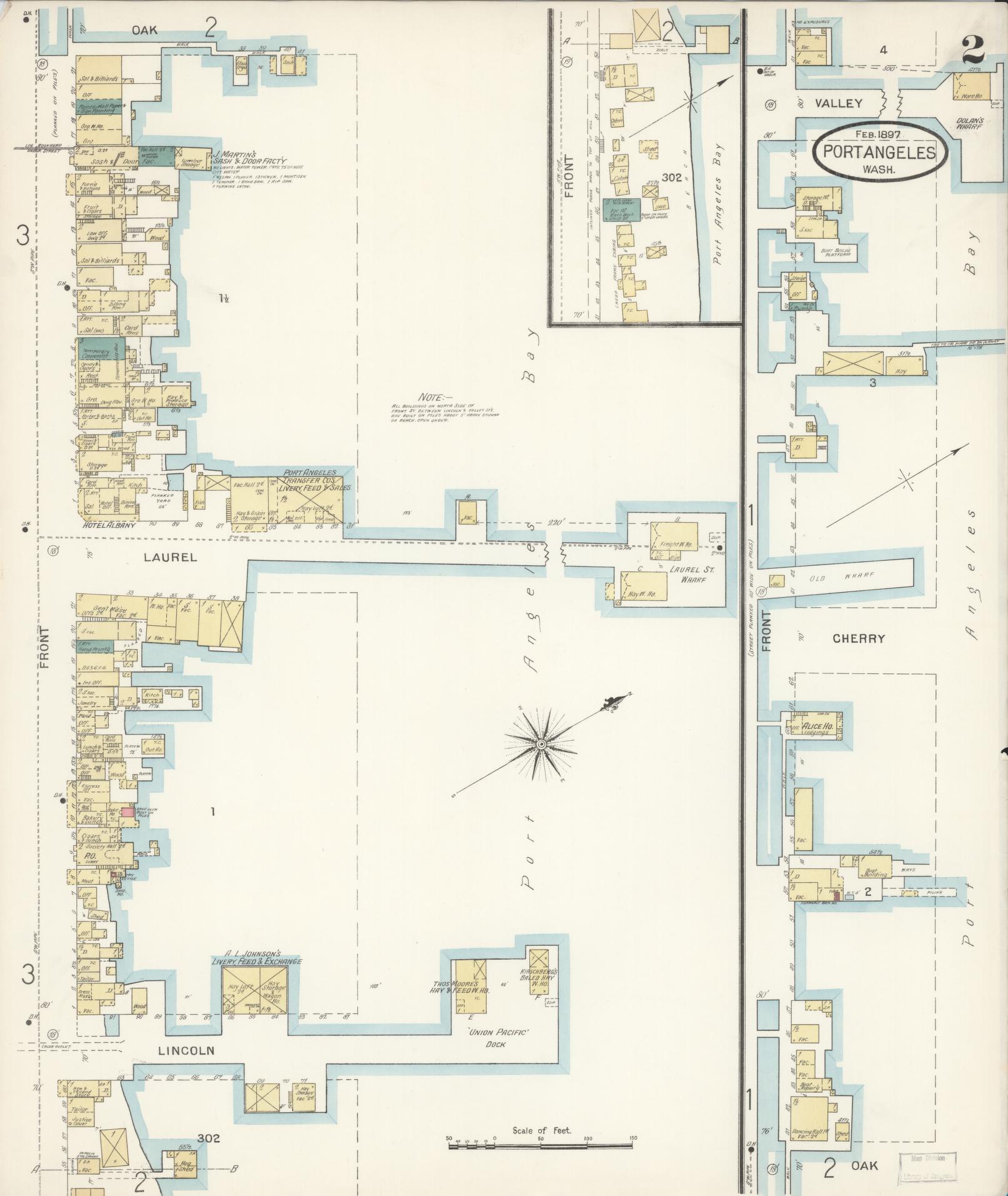 Sanborn Fire Insurance Map from Port Angeles, Clallam County, Washington (1897), Sheet #0002 - Complete Map Set gallery image, historic Sanborn map, vintage wall art, Washington Washington