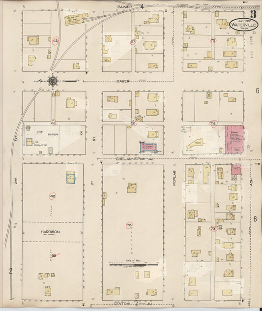 Sanborn Fire Insurance Map from Waterville, Douglas County, Washington (1942), Sheet #0003 - Historic Sanborn Fire Insurance Map Print, vintage old map wall art, antique decor, genealogy gift, Washington Washington map