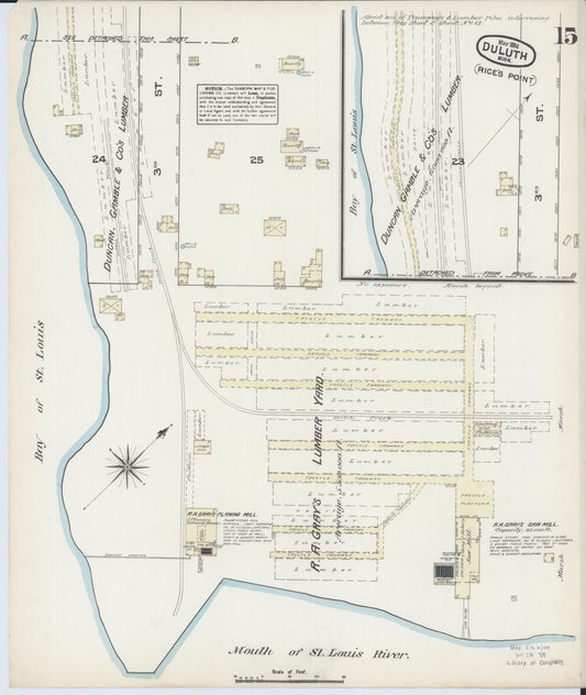 Sanborn Fire Insurance Map from Duluth, Saint Louis County, Minnesota (1884), Sheet #0015 - Historic Sanborn Fire Insurance Map Print, vintage old map wall art, antique decor, genealogy gift, Minnesota Minnesota map
