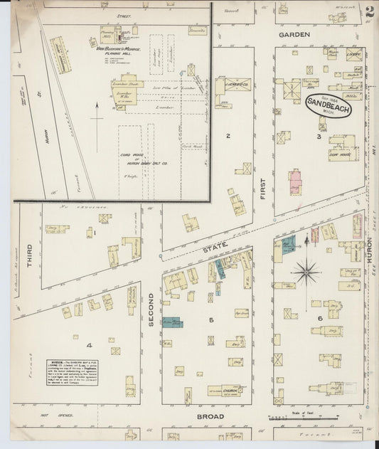 Sanborn Fire Insurance Map from Sand Beach, Huron County, Michigan (1884), Sheet #0002 - Historic Sanborn Fire Insurance Map Print, vintage old map wall art, antique decor, genealogy gift, Michigan Michigan map