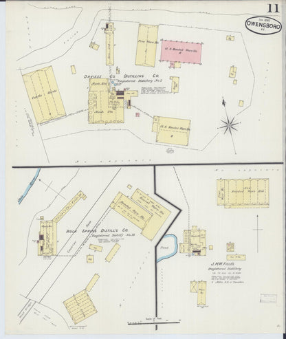 Sanborn Fire Insurance Map from Owensboro, Daviess County, Kentucky (1890), Sheet #0011 - Complete Map Set gallery image, historic Sanborn map, vintage wall art, Kentucky Kentucky