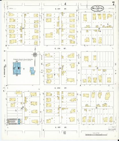 Sanborn Fire Insurance Map from Wellington, Sumner County, Kansas (1912), Sheet #0007 - Complete Map Set gallery image, historic Sanborn map, vintage wall art, Kansas Kansas
