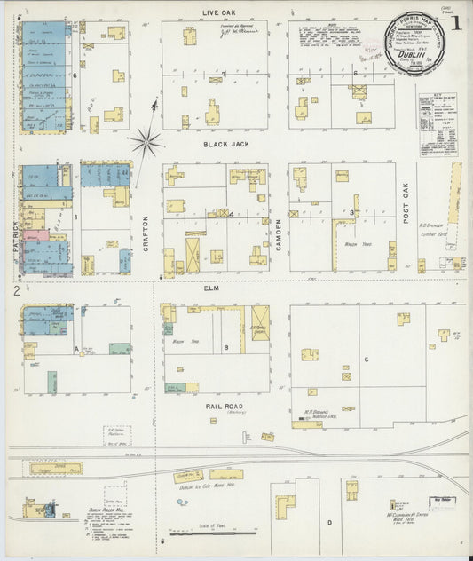 Sanborn Fire Insurance Map from Dublin, Erath County, Texas (1896), Sheet #0001 - Complete Map Set gallery image, historic Sanborn map, vintage wall art, Texas Texas