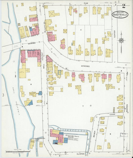 Sanborn Fire Insurance Map from Fayetteville, Onondaga County, New York (1919), Sheet #0002 - Historic Sanborn Fire Insurance Map Print, vintage old map wall art, antique decor, genealogy gift, New York New York map