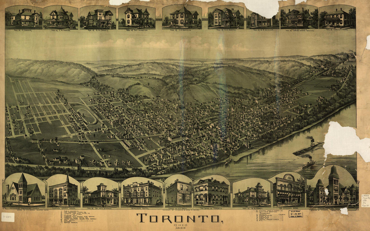 Toronto, Ohio 1899. (1899) – Historic Bird’s-Eye View Panorama Print