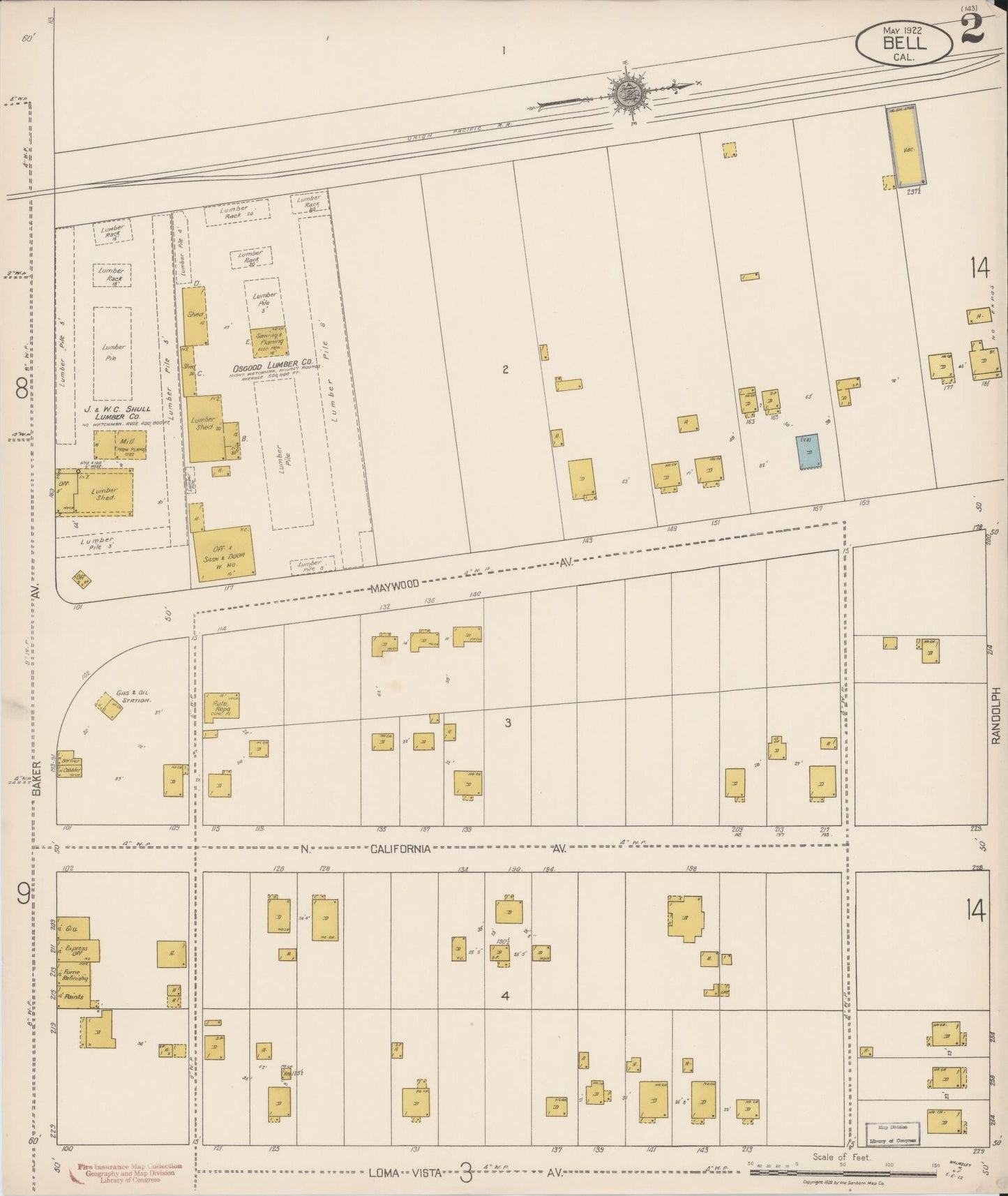 Sanborn Fire Insurance Map from Bell, Los Angeles County, California (1922), Sheet #0002 - Historic Sanborn Fire Insurance Map Print, vintage old map wall art, antique decor, genealogy gift, California California map