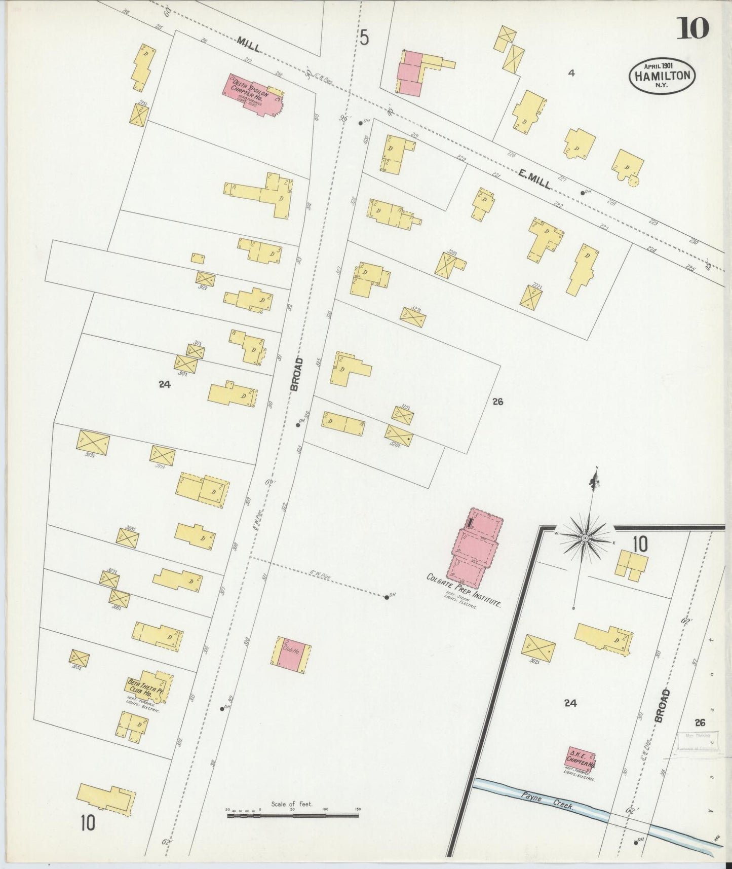 Sanborn Fire Insurance Map from Hamilton, Madison County, New York (1901), Sheet #0010 - Complete Map Set gallery image, historic Sanborn map, vintage wall art, New York New York