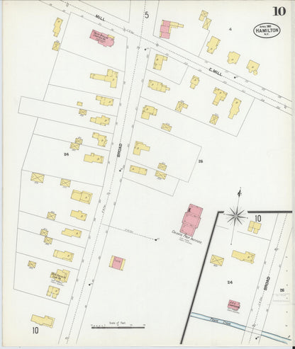 Sanborn Fire Insurance Map from Hamilton, Madison County, New York (1901), Sheet #0010 - Complete Map Set gallery image, historic Sanborn map, vintage wall art, New York New York