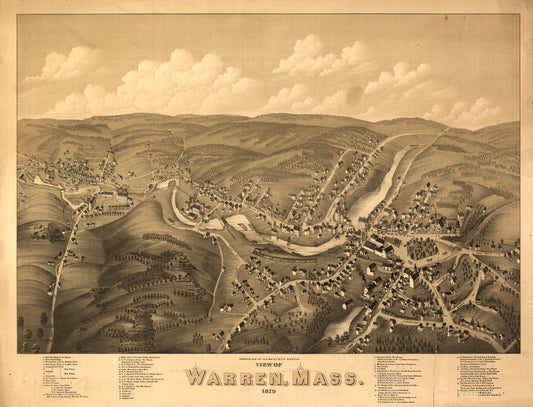 View of Warren, Mass. : 1879 (1879) – Historic Bird’s-Eye View Panorama Print
