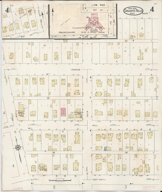 Sanborn Fire Insurance Map from Granite Falls, Yellow Medicine And Chippewa Counties, Minnesota (1941), Sheet #0004 - Historic Sanborn Fire Insurance Map Print, vintage old map wall art, antique decor, genealogy gift, Minnesota Minnesota map