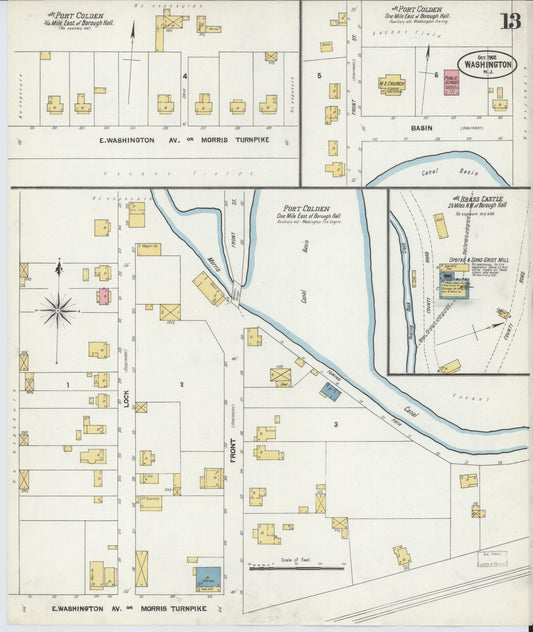 Sanborn Fire Insurance Map from Washington, Warren County, New Jersey (1902), Sheet #0013 - Historic Sanborn Fire Insurance Map Print, vintage old map wall art, antique decor, genealogy gift, Washington Washington map