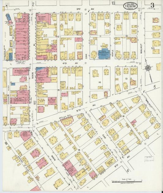 Sanborn Fire Insurance Map from Irwin, Westmoreland County, Pennsylvania (1919), Sheet #0003 - Historic Sanborn Fire Insurance Map Print, vintage old map wall art, antique decor, genealogy gift, Pennsylvania Pennsylvania map
