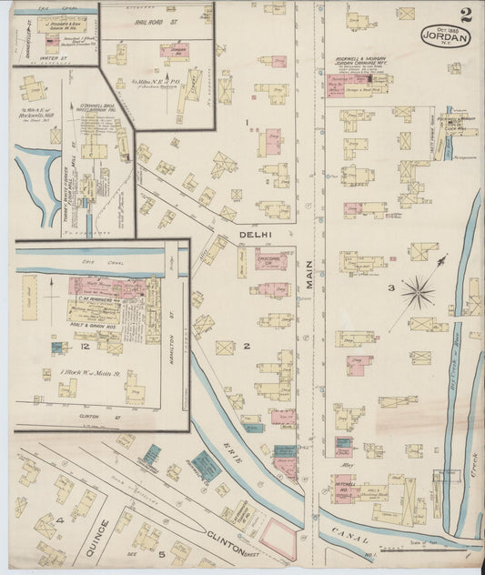 Sanborn Fire Insurance Map from Jordan, Onondaga County, New York (1885), Sheet #0002 - Historic Sanborn Fire Insurance Map Print, vintage old map wall art, antique decor, genealogy gift, New York New York map