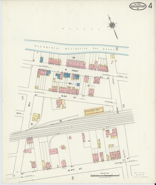 Sanborn Fire Insurance Map from Bridgeport, Montgomery County, Pennsylvania (1920), Sheet #0004 - Historic Sanborn Fire Insurance Map Print, vintage old map wall art, antique decor, genealogy gift, Pennsylvania Pennsylvania map