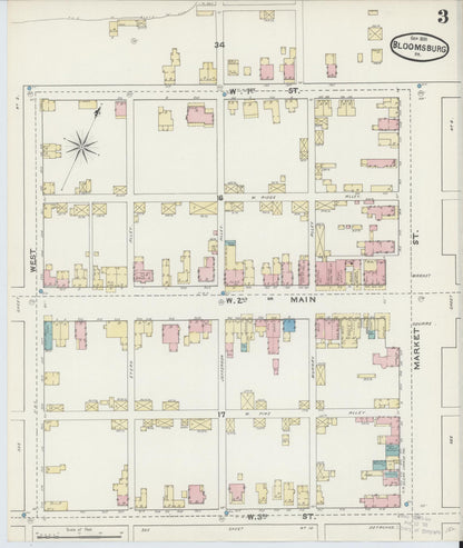 Sanborn Fire Insurance Map from Bloomsburg, Columbia County, Pennsylvania (1891), Sheet #0003 - Complete Map Set gallery image, historic Sanborn map, vintage wall art, Pennsylvania Pennsylvania