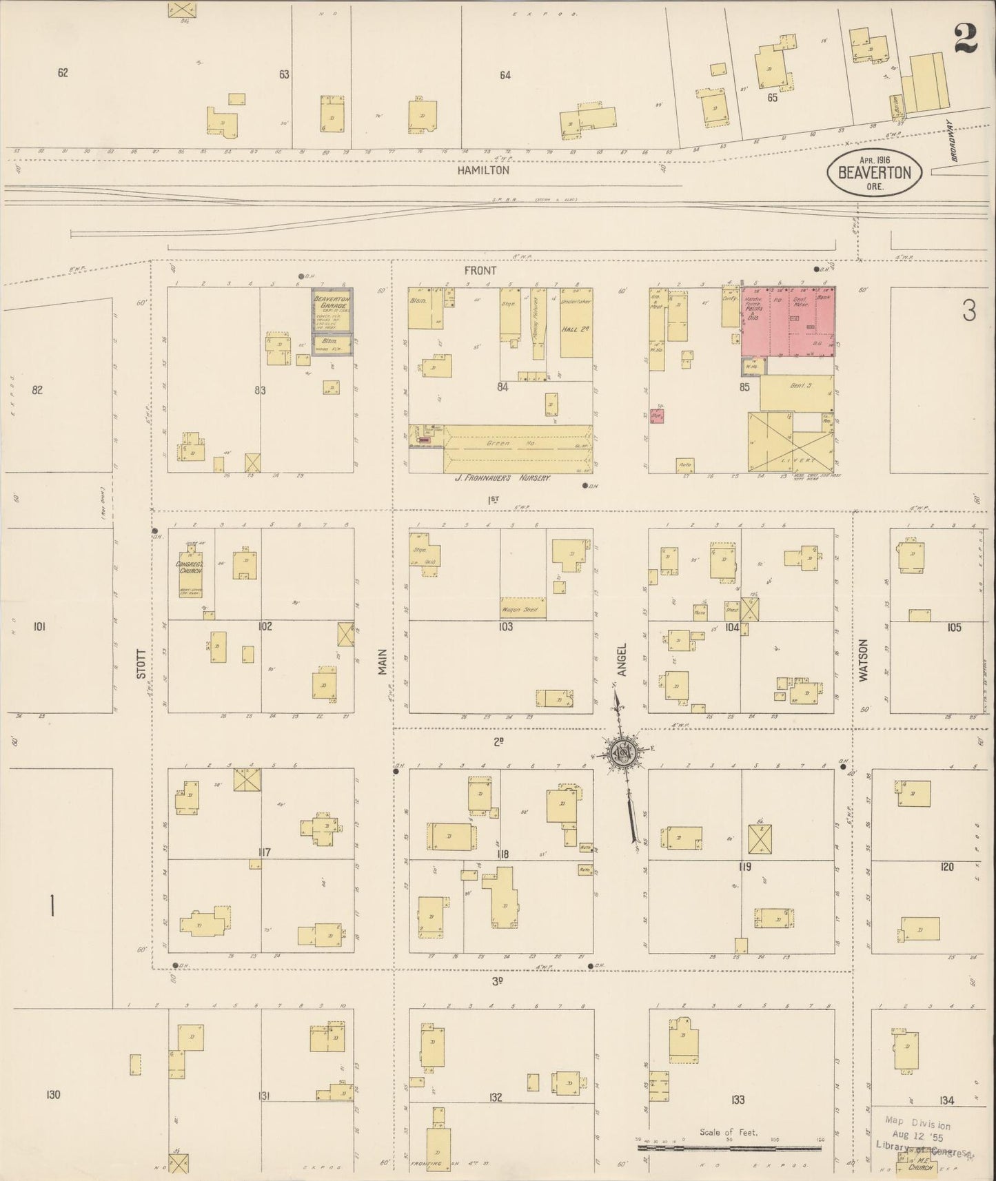 Sanborn Fire Insurance Map from Beaverton, Washington County, Oregon (1916), Sheet #0002 - Complete Map Set gallery image, historic Sanborn map, vintage wall art, Oregon Oregon