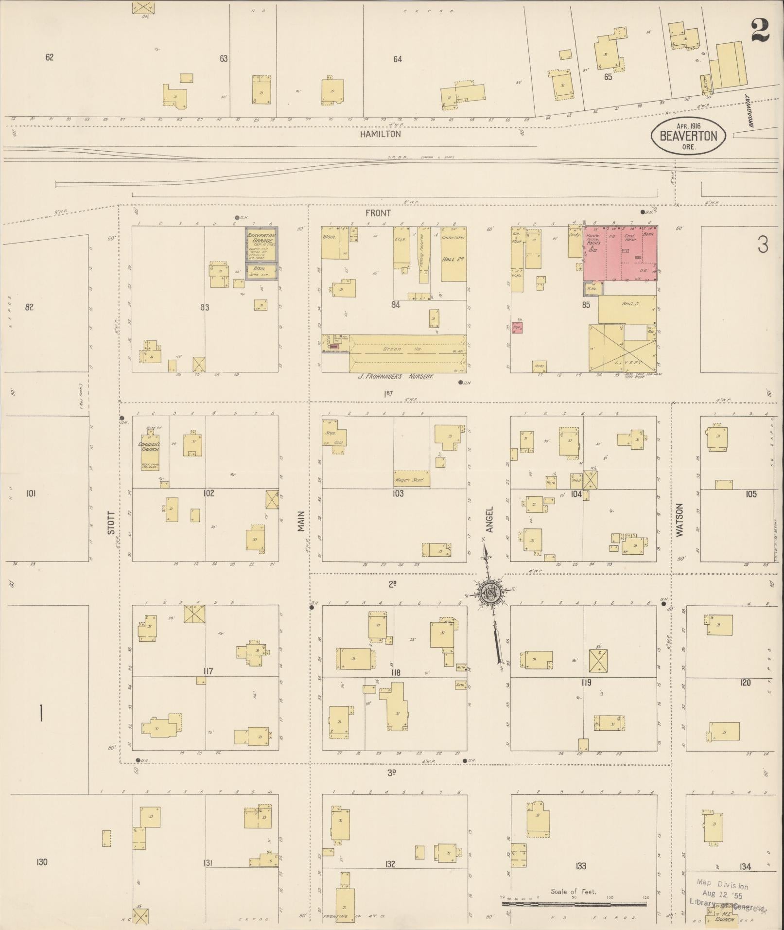 Sanborn Fire Insurance Map from Beaverton, Washington County, Oregon (1916), Sheet #0002 - Complete Map Set gallery image, historic Sanborn map, vintage wall art, Oregon Oregon