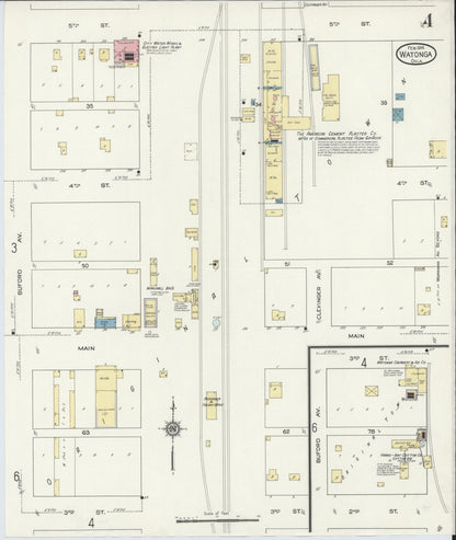 Sanborn Fire Insurance Map from Watonga, Blaine County, Oklahoma (1914), Sheet #0004 - Complete Map Set gallery image, historic Sanborn map, vintage wall art, Oklahoma Oklahoma