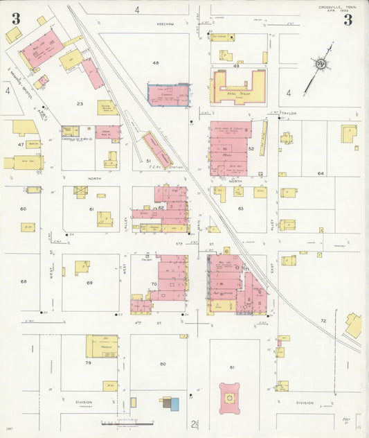 Sanborn Fire Insurance Map from Crossville, Cumberland County, Tennessee (1933), Sheet #0003 - Historic Sanborn Fire Insurance Map Print, vintage old map wall art, antique decor, genealogy gift, Tennessee Tennessee map