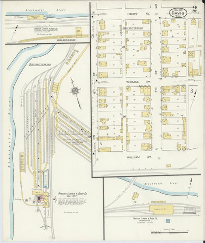 Sanborn Fire Insurance Map from Davis, Tucker County, West Virginia (1915), Sheet #0002 - Complete Map Set gallery image, historic Sanborn map, vintage wall art, West Virginia West Virginia