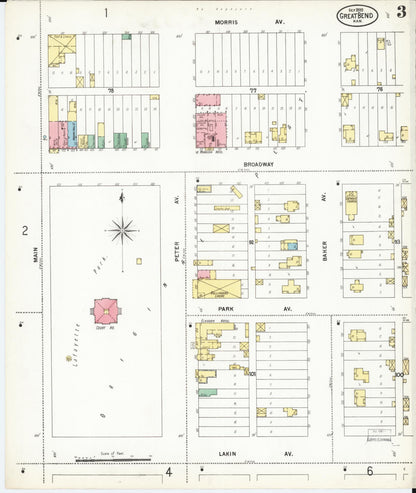 Sanborn Fire Insurance Map from Great Bend, Barton County, Kansas (1899), Sheet #0003 - Complete Map Set gallery image, historic Sanborn map, vintage wall art, Kansas Kansas