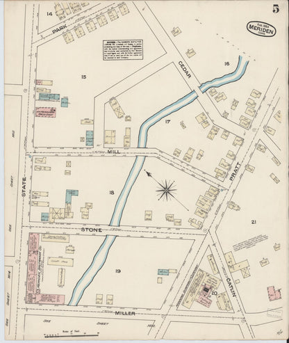 Sanborn Fire Insurance Map from Meriden, New Haven County, Connecticut (1884), Sheet #0005 - Complete Map Set gallery image, historic Sanborn map, vintage wall art, Connecticut Connecticut