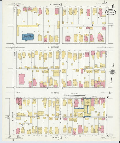 Sanborn Fire Insurance Map from Xenia, Greene County, Ohio (1919), Sheet #0006 - Complete Map Set gallery image, historic Sanborn map, vintage wall art, Ohio Ohio
