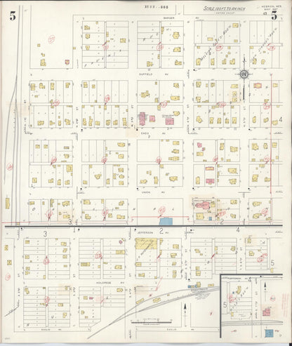 Sanborn Fire Insurance Map from Hebron, Thayer County, Nebraska (1944), Sheet #0005 - Complete Map Set gallery image, historic Sanborn map, vintage wall art, Nebraska Nebraska